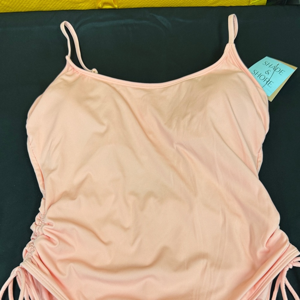 Shade & Shore Light Pink women’s One Piece medium seat coverage tie sides